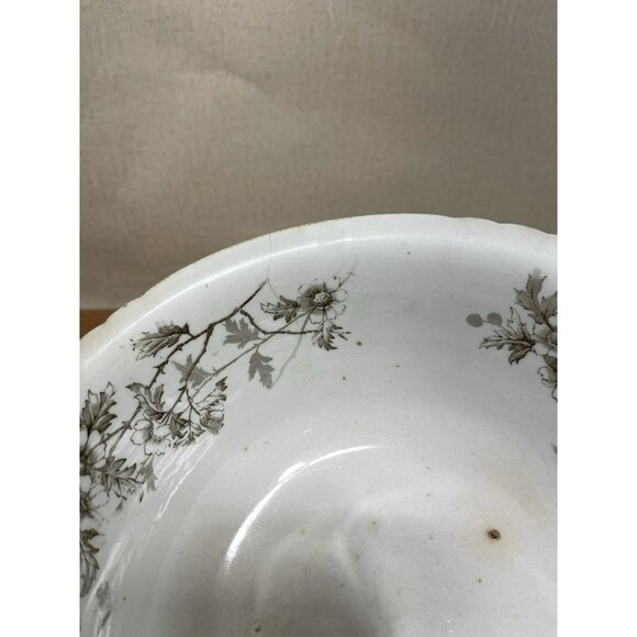 Antique Ironstone C H Tunstall Garfield Serving 9 Inch Bowl Brown Transferware - Picture 12 of 12